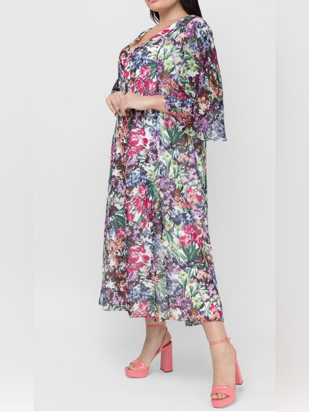 Marina Rinaldi Floral Short Sleeve Midi Dress NWT Size US 24W